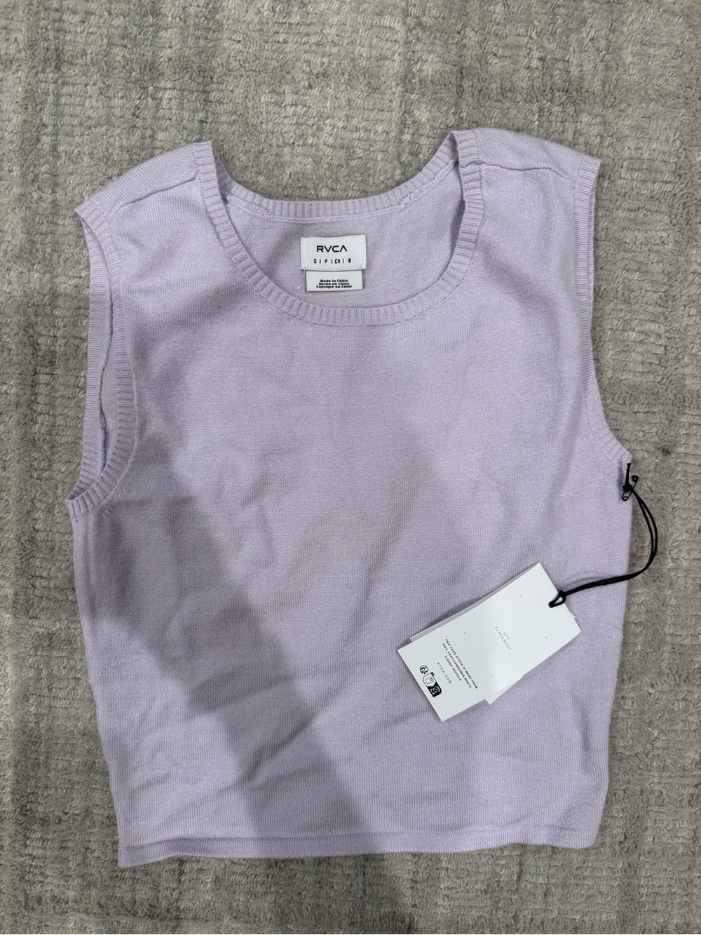 RVCA Light Lavender Sleeveless Knit Muscle Tee
